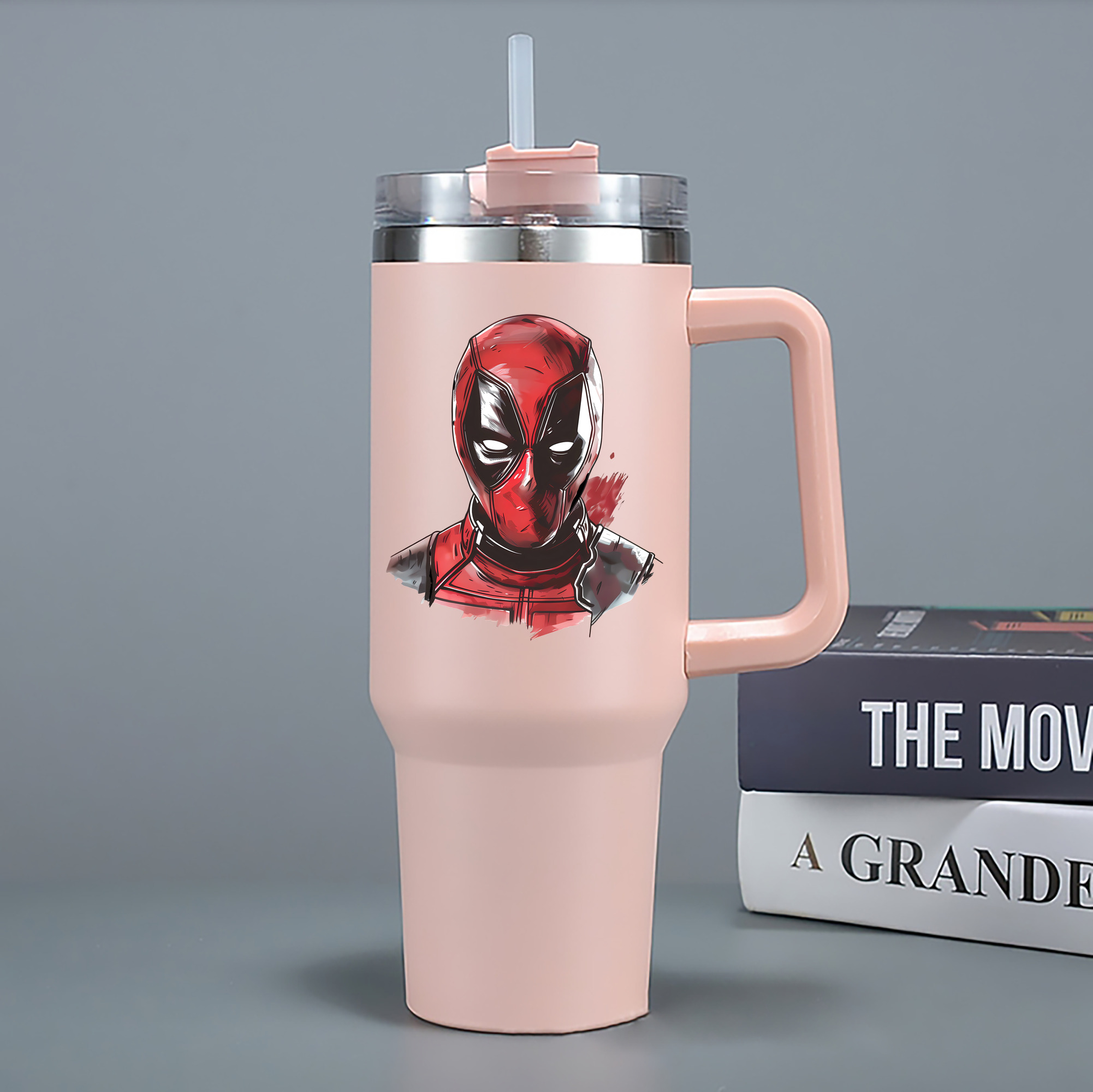 （画像用） Deadpool デッドプール 1200mL車用タンブラー - クリスタルステッカー（プラスチックストロー付き）